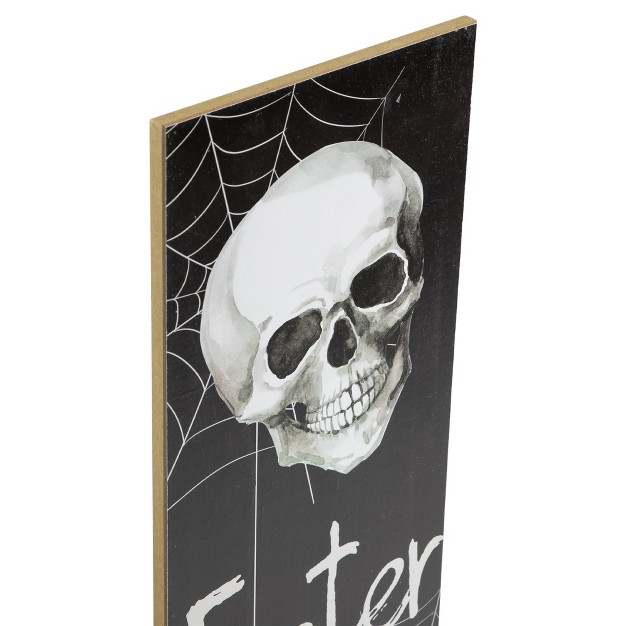 Enter At Your Own Risk Wooden Halloween Porch Board Sign Decoration