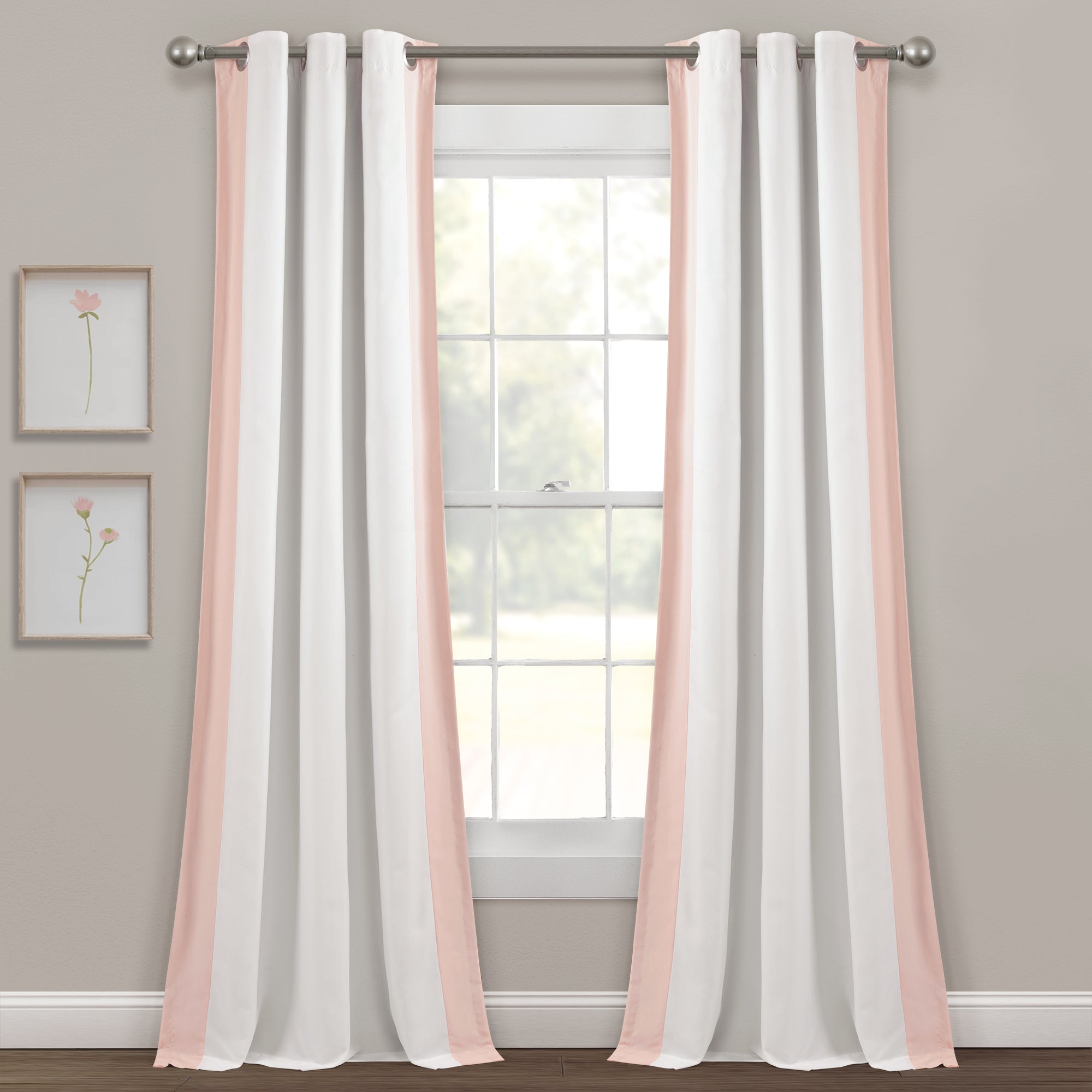 Block Border Blackout Window Curtain Panel