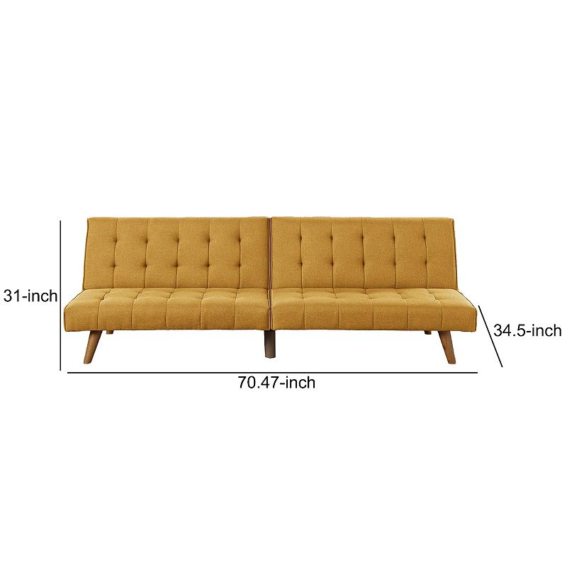 Fabric Adjustable Sofa with Tufted Details and Splayed Legs， Yellow