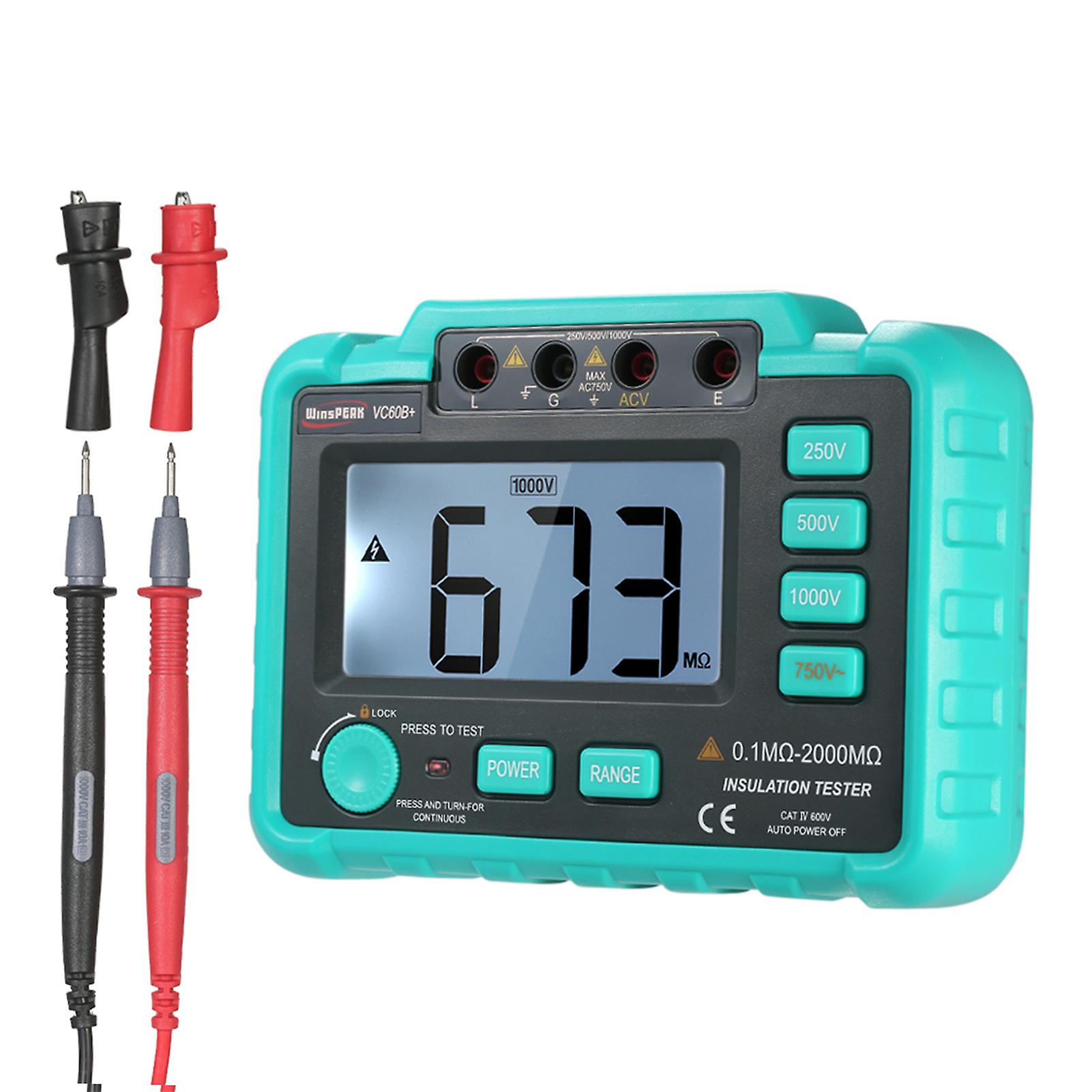 Winspeak Vc60b+ Lcd Digital Insulation Resistance Tester Megohm Meter Megohmmeter Dc250v/500v/1000v Ac750v No.291649