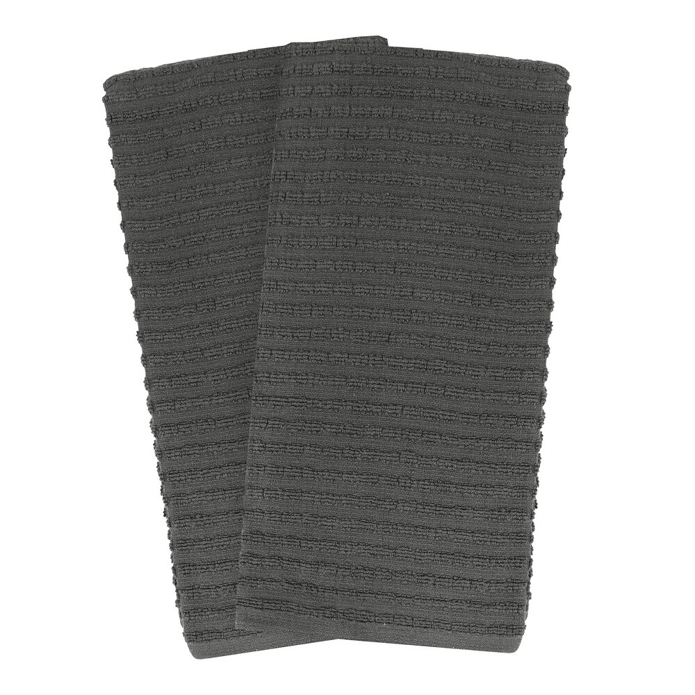 Royale Solid Graphite Cotton Kitchen Towels (Set of 2)