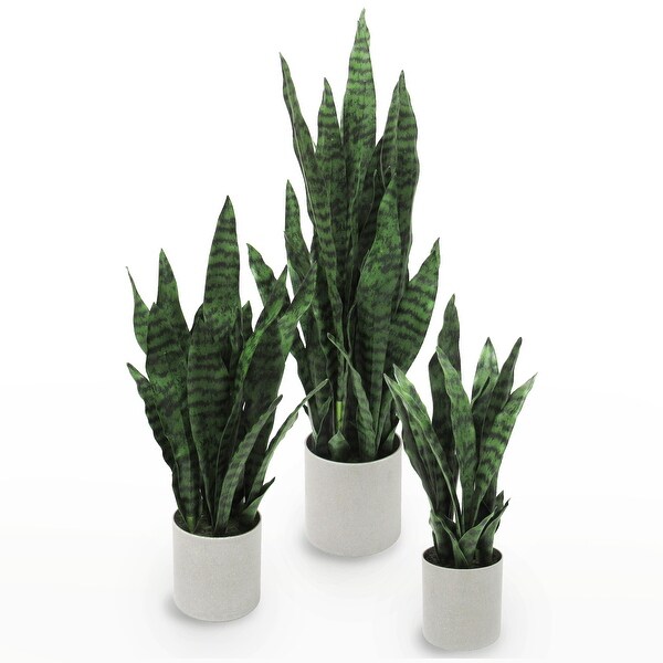 Artificial Sansevieria Snake Plant in Grey Pot