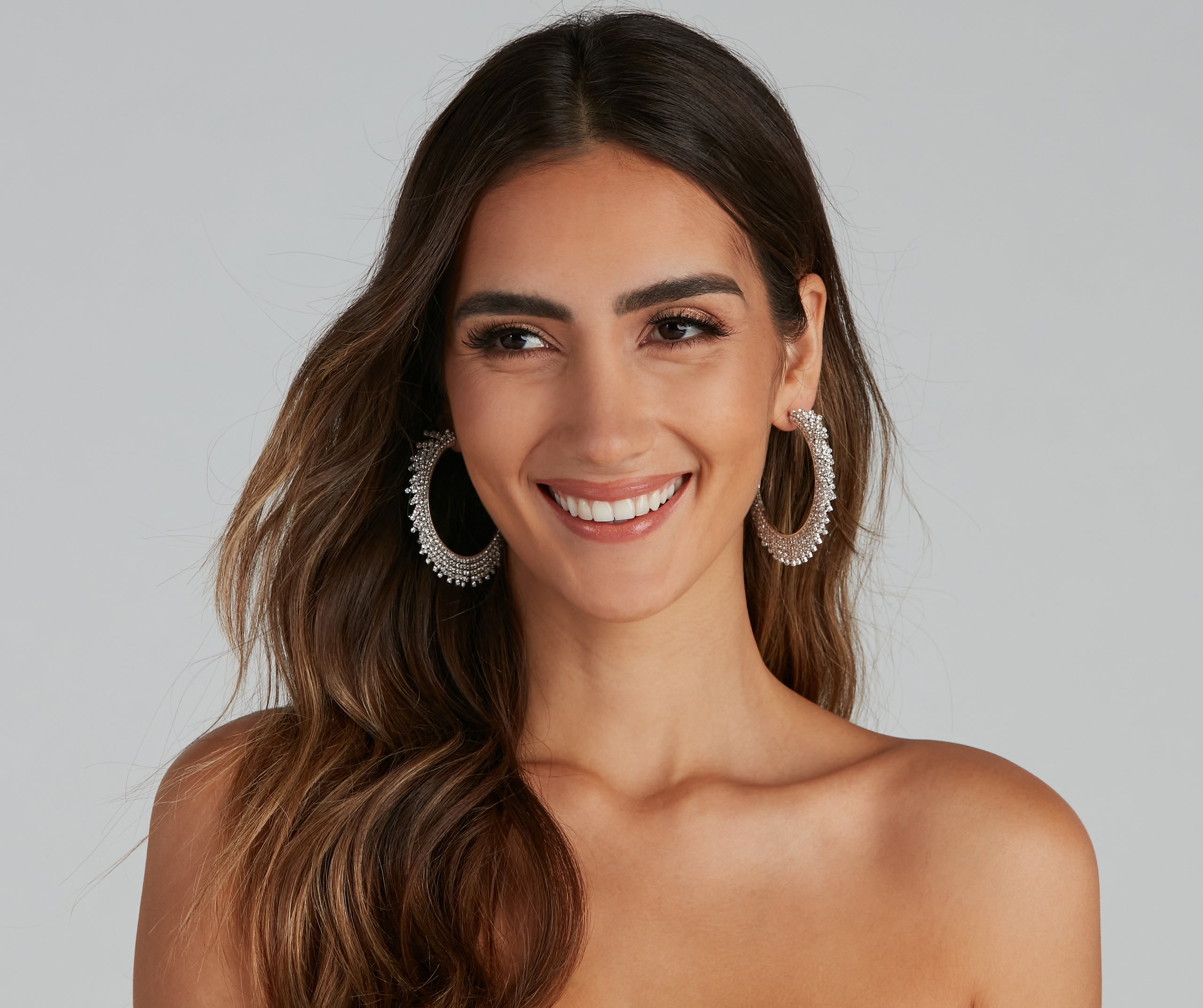 Major Glamour Rhinestone Fringe Hoops