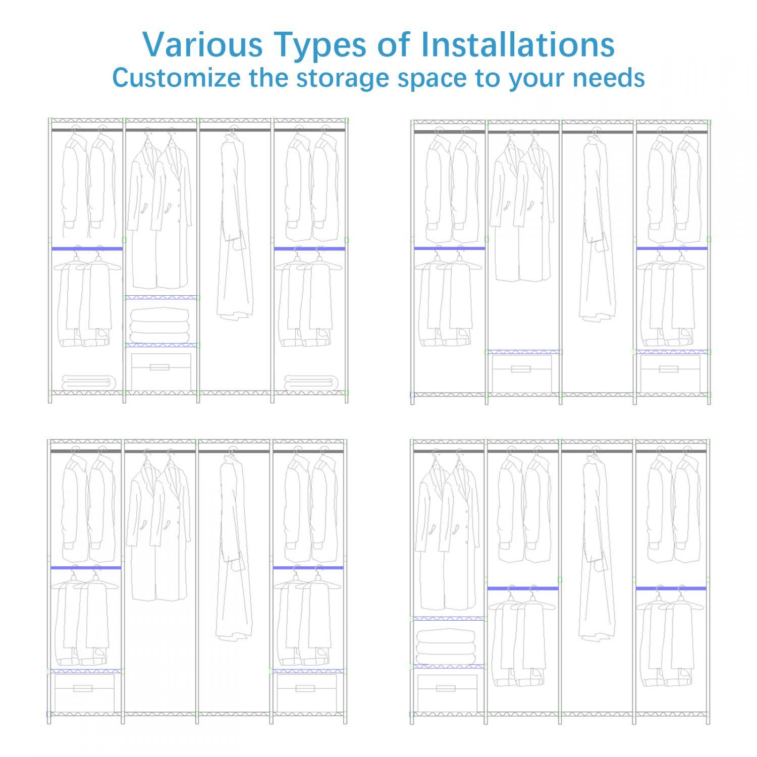 VIPEK V40 Garment Rack Heavy Duty Clothes Rack, 76"L x 15.7"W x 75.6"H, Max Load 800lbs, Gold