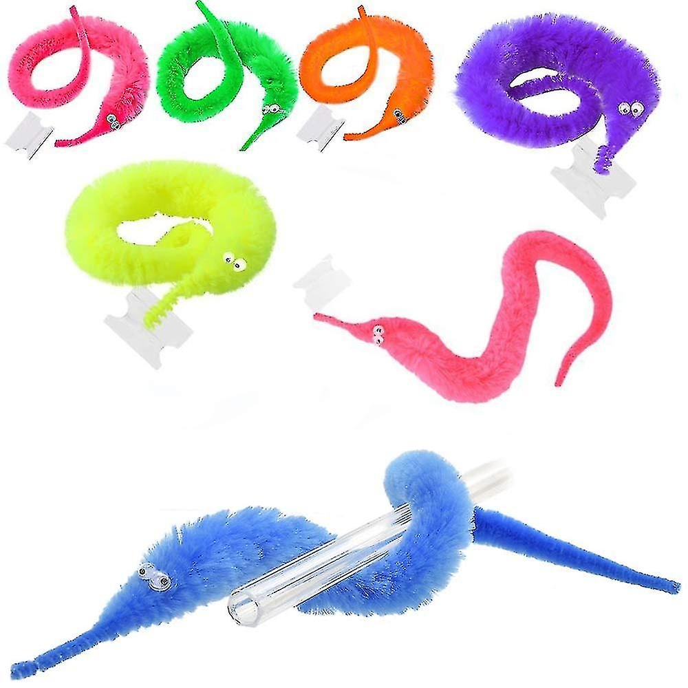 Set Of 12 Magic Twisty Wiggly Worms Toy Fuzzy Plush Stress Relief Fidget Fiddle Toys - Autism Specia