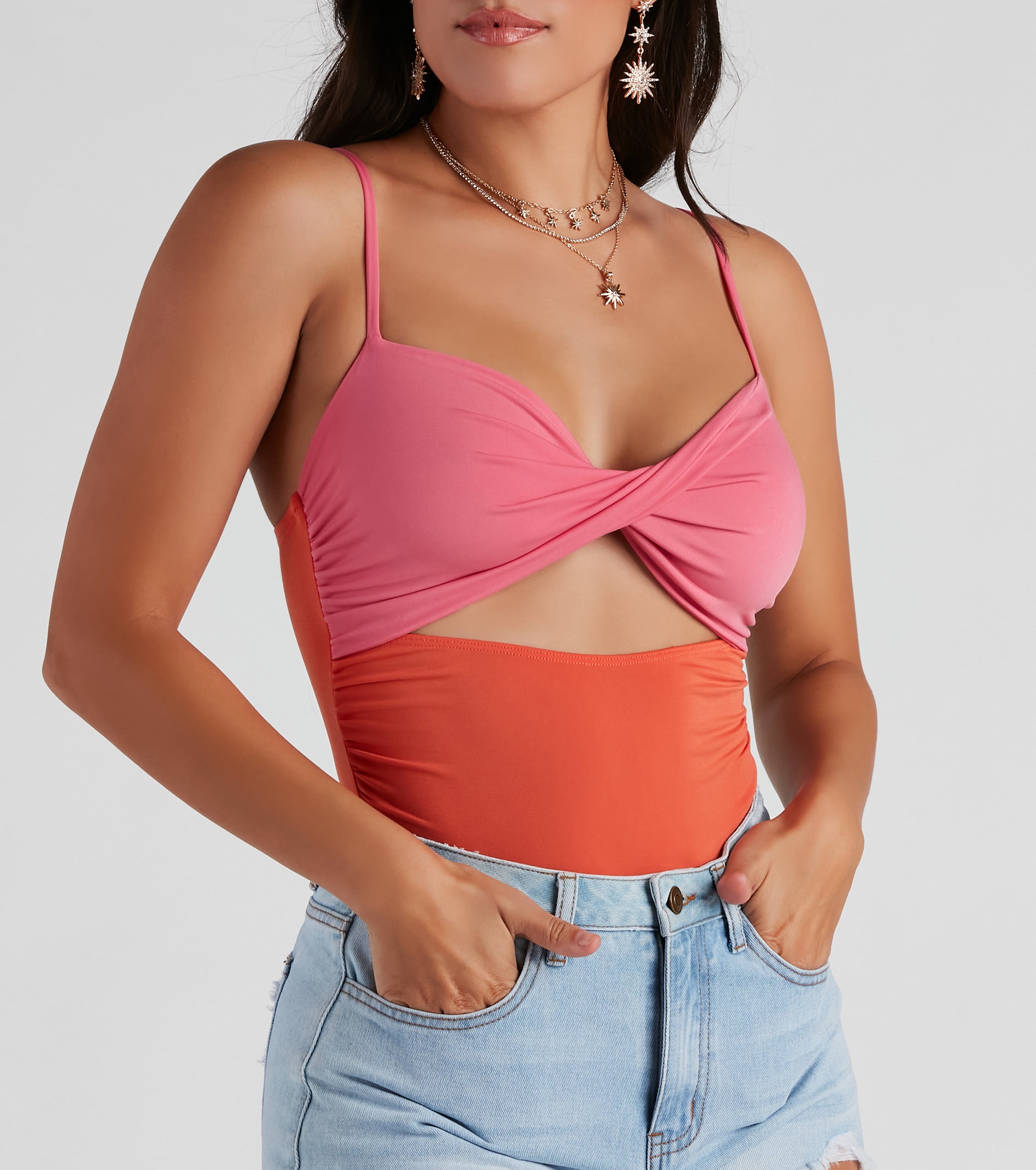 Mix It Up Twist Cutout Bodysuit