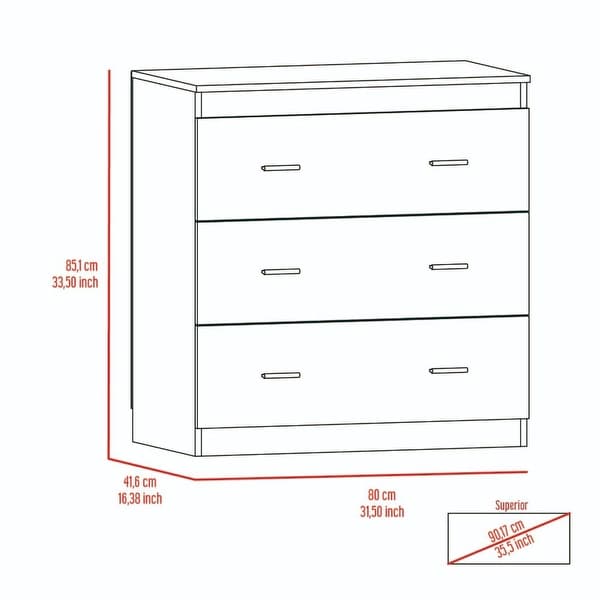 Classic Style 3-Drawers Dresser Chests for Bedroom， Superior Top， Modern Storage Dressers Organizer for Living Room， Hallway - - 37828122