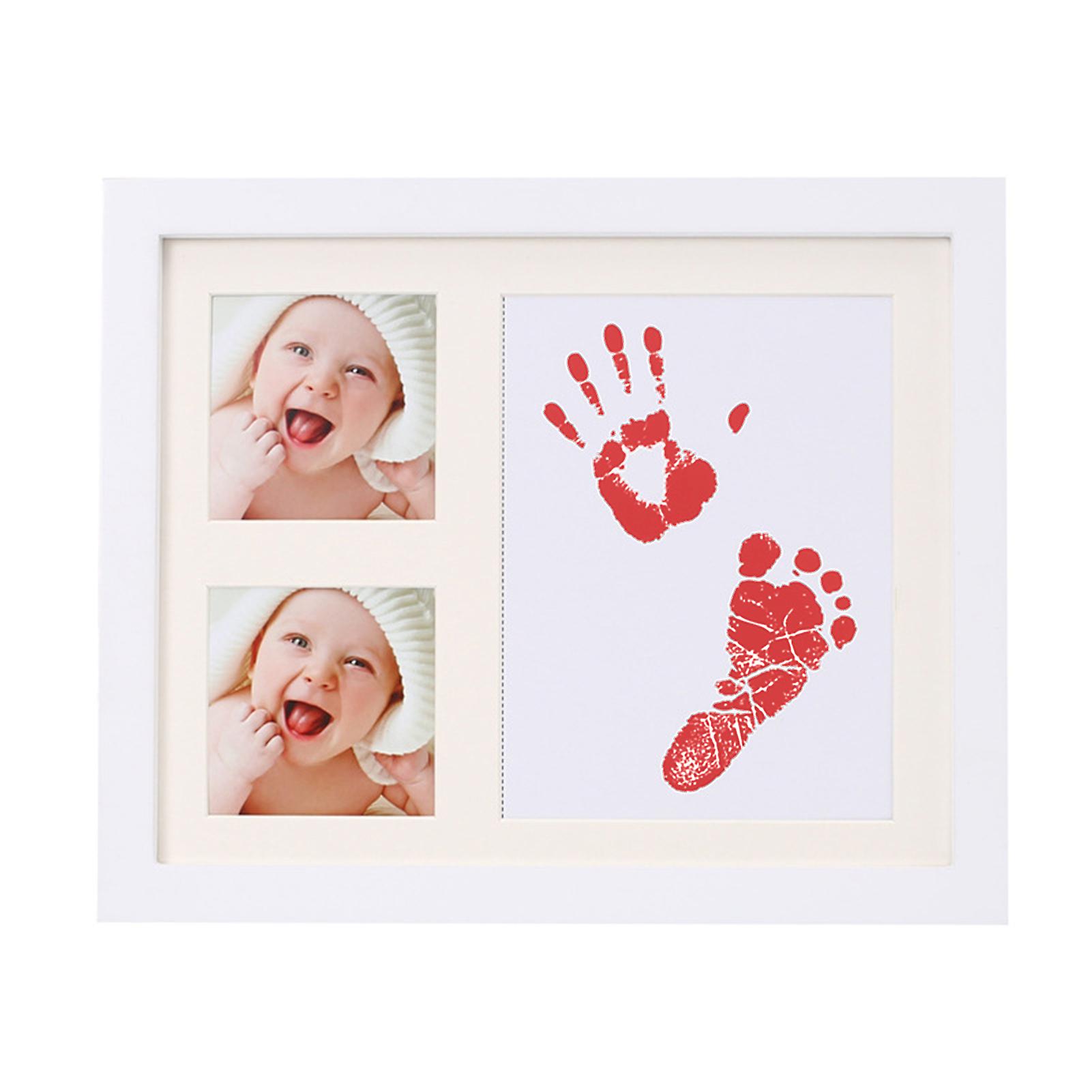 Newborn Baby Handprint And Footprint Picture Frame Kit Baby Keepsake Frames Picture Frame Kit With Ink Pad Infant Shower Gifts For New Parents  White