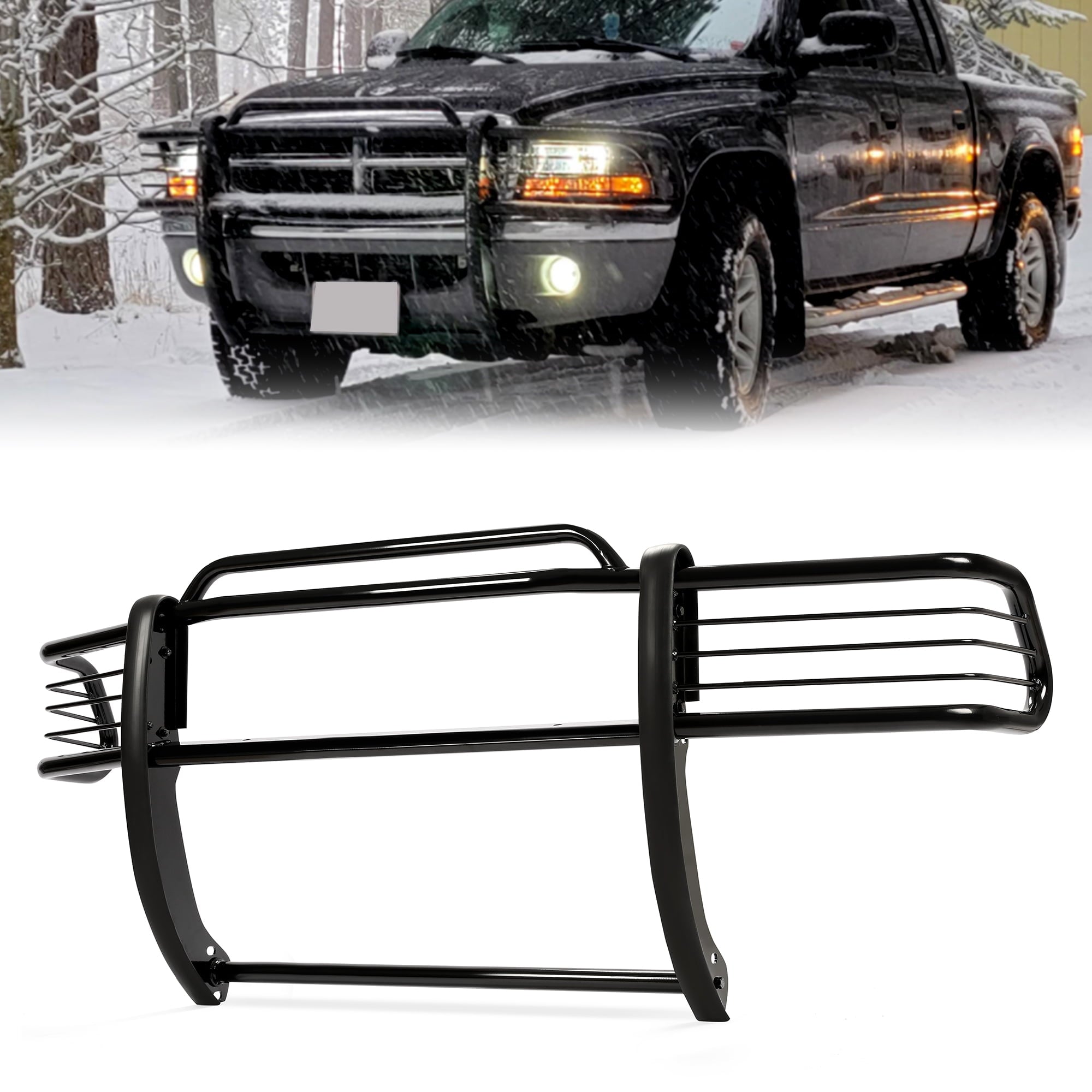 Kojem Front Bumper Protector Grill Brush Headlight Guard for 1997-2004 Dodge Dakota 98 99 00 01 02 03