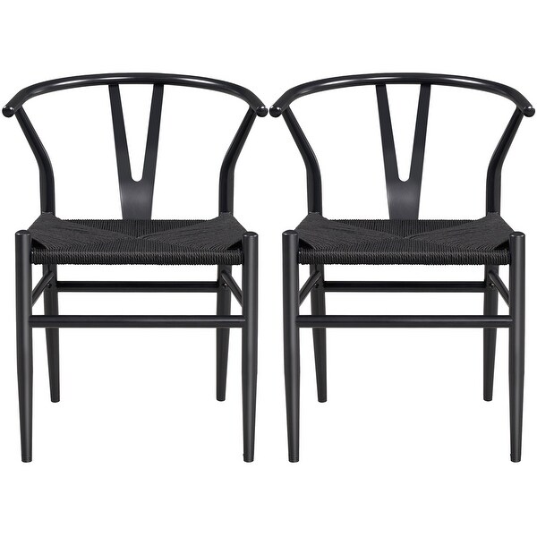 Yaheetech Modern Weave Y-Shaped Dining Chair with Solid Metal Frame