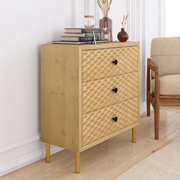 Wooden Storage Cabinet Chest with 3 Drawers - - 37857275