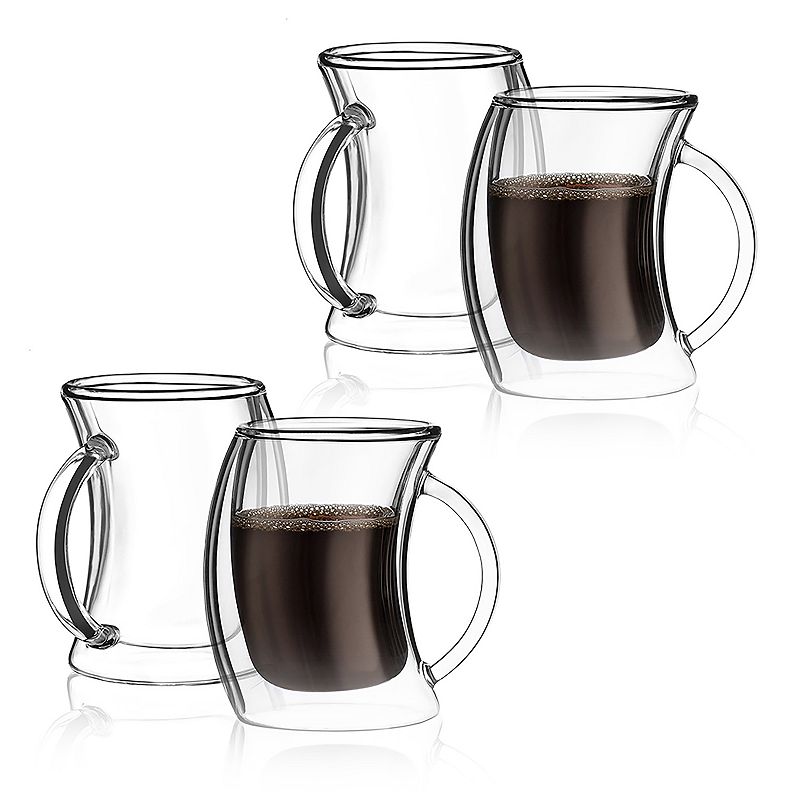 JoyJolt Double Wall Espresso 5.4-oz. 4-pc. Glass Set