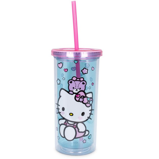 Silver Buffalo Hello Kitty Stacked Donuts Carnival Cup With Lid And Straw Holds 20 Ounces