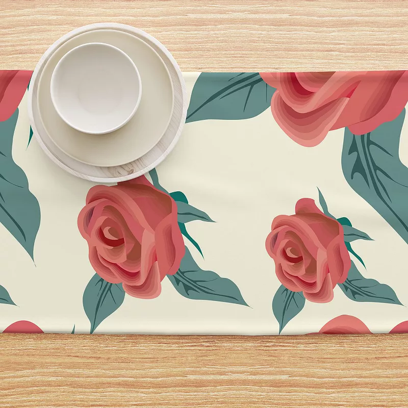 Table Runner， 100% Cotton， 16x108， Floral 85