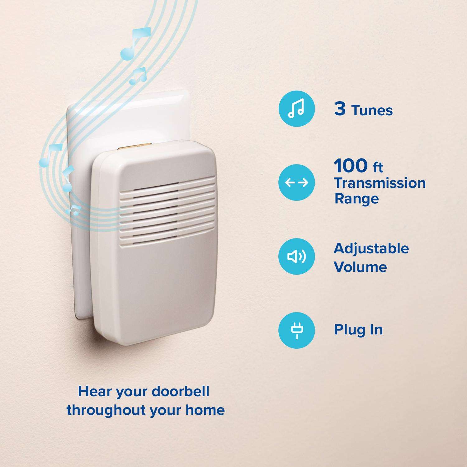 Heath Zenith White Plastic Wireless Door Chime Extender