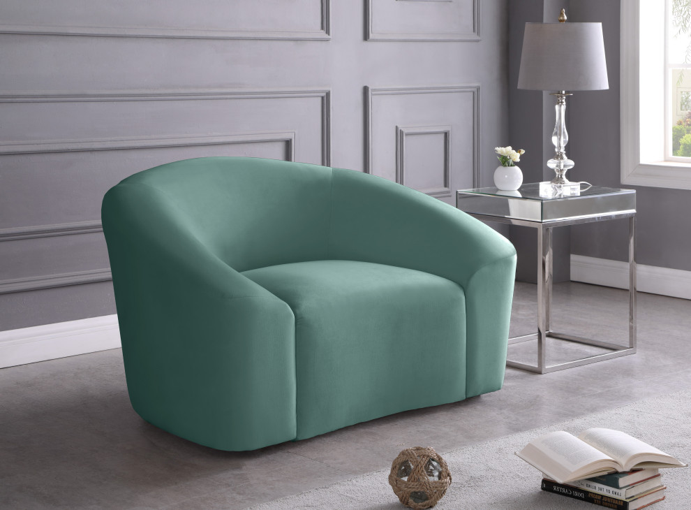 Riley Velvet Rounded Chair   Contemporary   Armchairs And Accent Chairs   by Meridian Furniture  Houzz