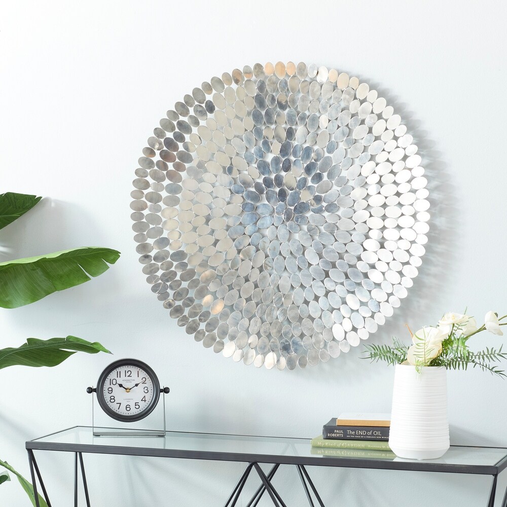 Silver Stainless Steel Glam Ornamental Wall Decor   31 x 31 x 1