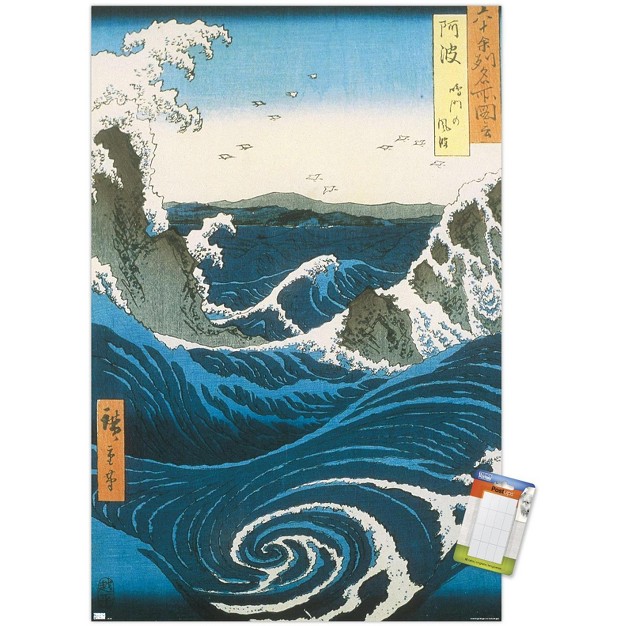 Trends International Utagawa Hiroshige Naruto Whirlpool Awa Province Unframed Wall Poster Prints