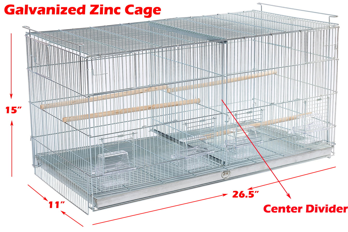 Lot of 4 Galvanized Zinc Stack and Lock Double Breeding Breeder Flight Bird Cage with Center Dividers Side Breeding Nest Doors Quail Aviaries Canaries Finches