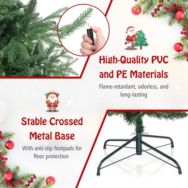 Gymax 6 FT Artificial Xmas Tree w/ 778 PVC PE Branch Tips 240 Warm