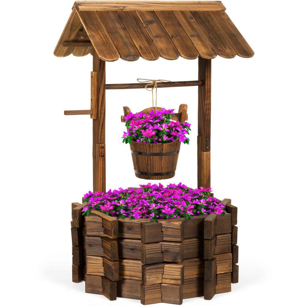 Best Choice Products Wooden Wishing Well Planter SKY2399