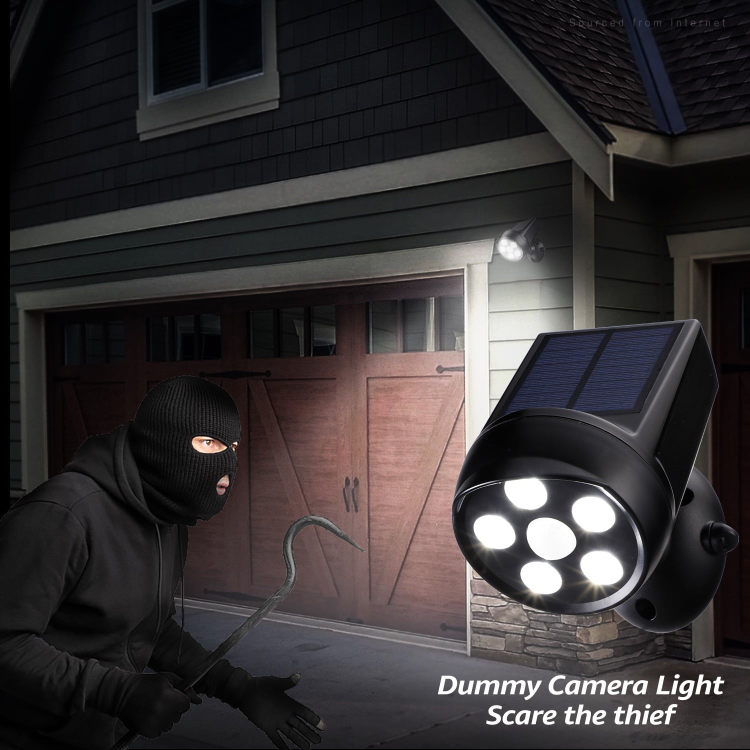 TorchStar LED Solar Motion Sensor Security Lights， Fake Camera Dummy Waterproof Simulated Surveillance for Driveway Patio