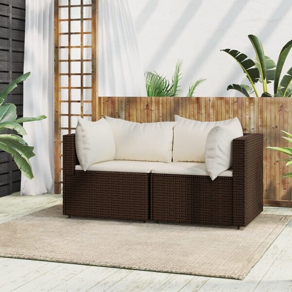 vidaXL Patio Lounge Set with Cushions Brown/Black/Gray Poly Rattan