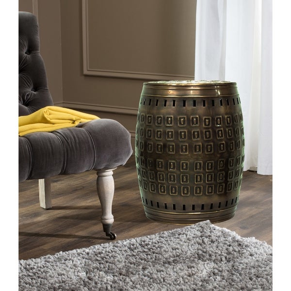 Saffron Fabs Multiple Purpose Hand Tooled 2-piece Metal Stool Set