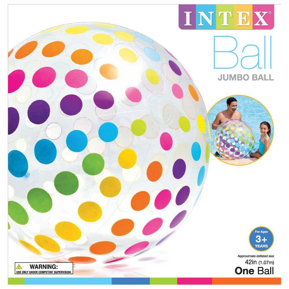 INTEX Multicolor PVX Jumbo Inflatable Glossy Big Polka-Dot Colorful Giant Beach Ball (32-Pack) 32 x 59065EP