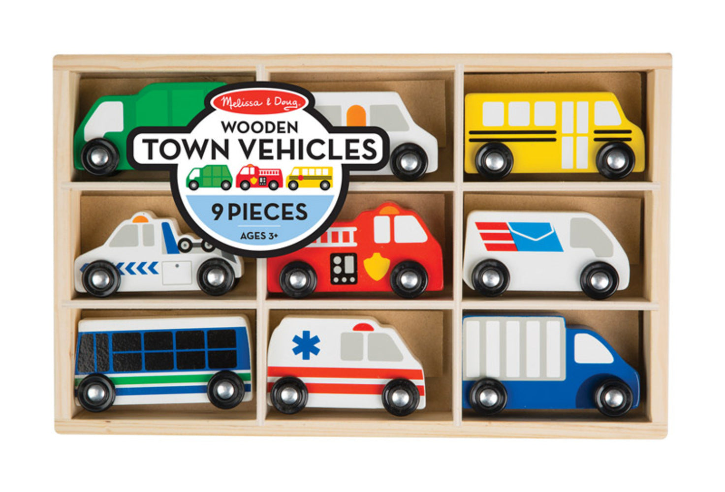 TOWN VEHICLE WOODTOY 9PC