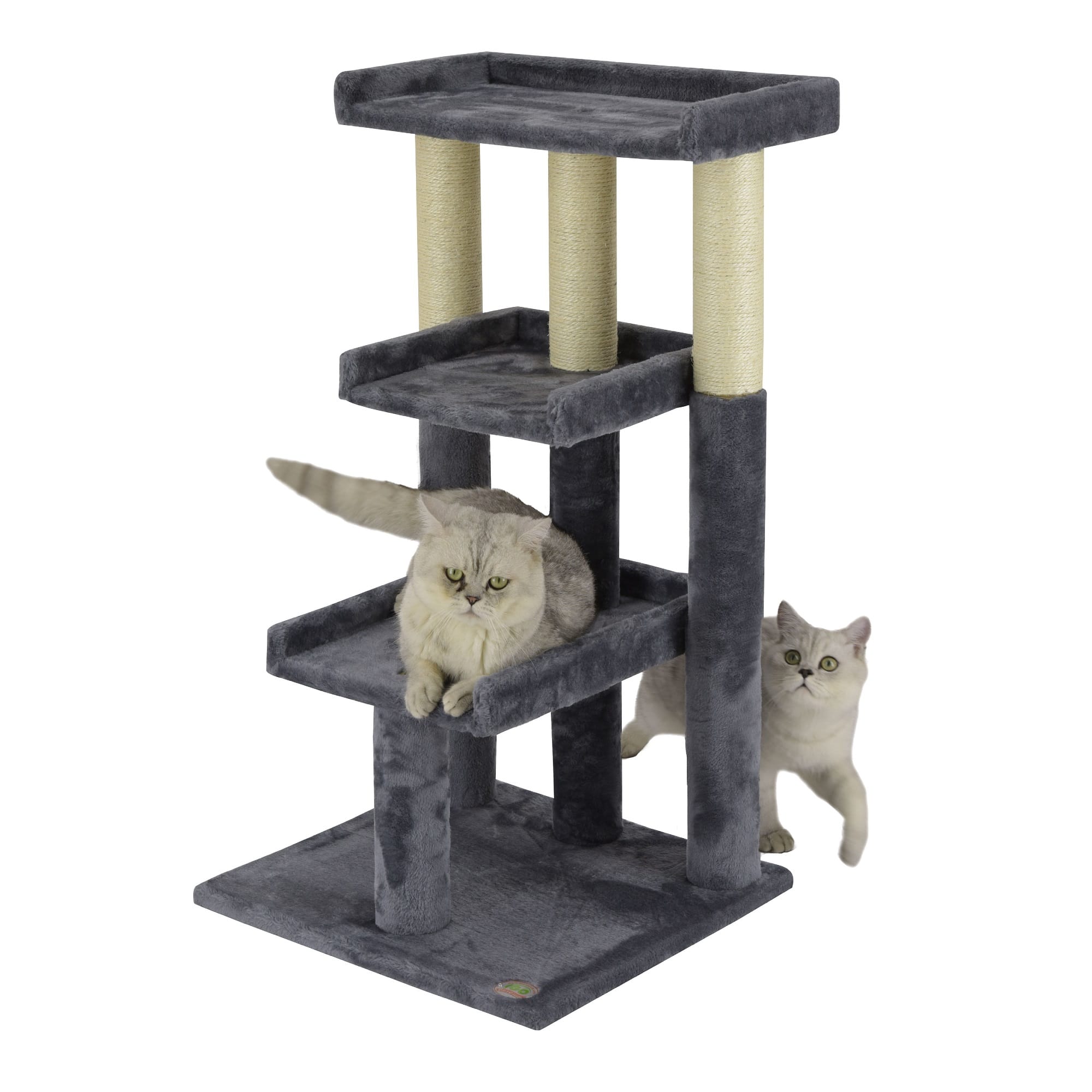 Go Pet Club Classic Gray Cat Tree Steps with Sisal Covered Posts， 35