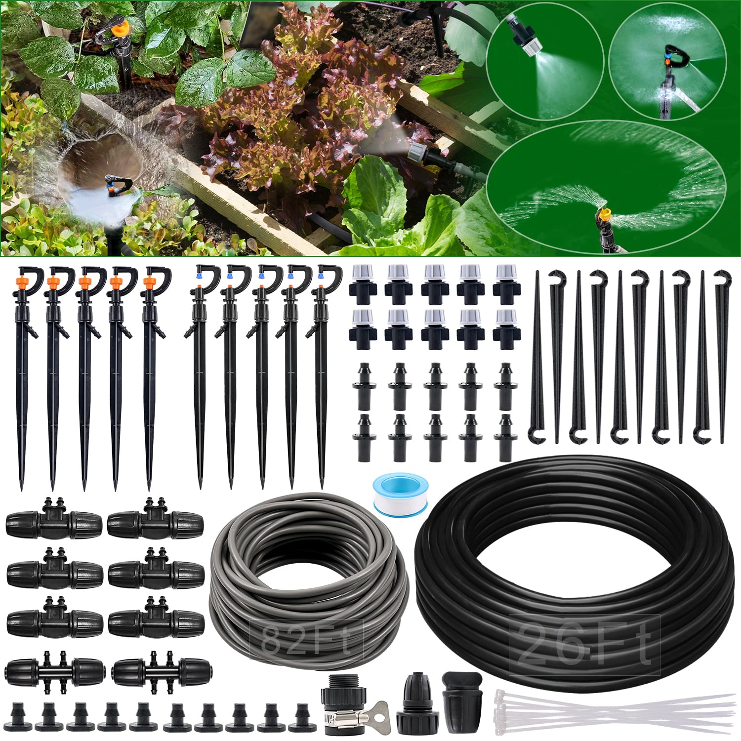 YINDUDU Micro Drip Irrigation Kit 108ft /33M Garden Irrigation System 1/4