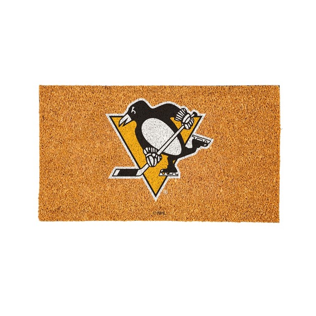 Evergreennhlpittsburgh Penguins Logo Natural Coir 28 X 16 Inches Indoor Outdoor Doormat