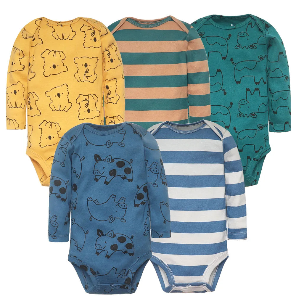 5PCS/Lot Newborn 100% Cotton Cartoon Baby Boys Clothes Bodysuits Girls Clothing Baby Girls Clothes Roupas de bebe 6-24 Month