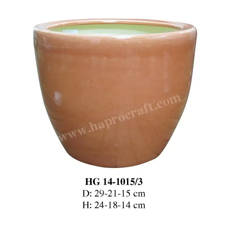 Glazed flower pots wholesales / Vietnam ceramic planter pots set of 3  garden supplies (HG 14 1011/3)