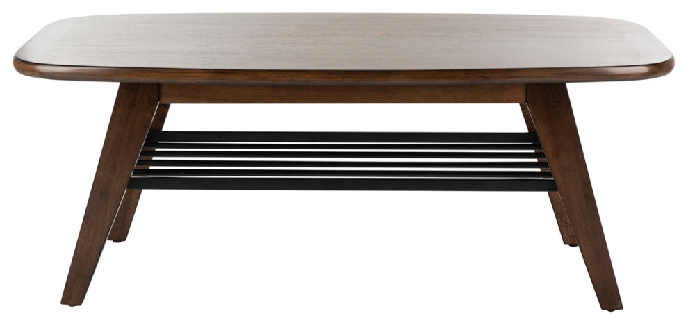 Rhen 2 Tier Coffee Table Walnut/ Black   Midcentury   Coffee Tables   by Peachtree Fine Furniture  Houzz