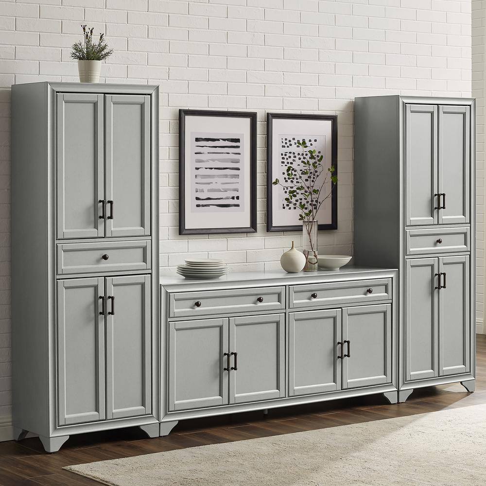 CROSLEY FURNITURE Tara Gray Sideboard Set with Pantries KF33012GY