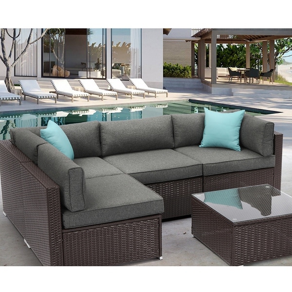 Cosiest 5piece Outdoor Patio Wicker Furniture Set with Coffee Table