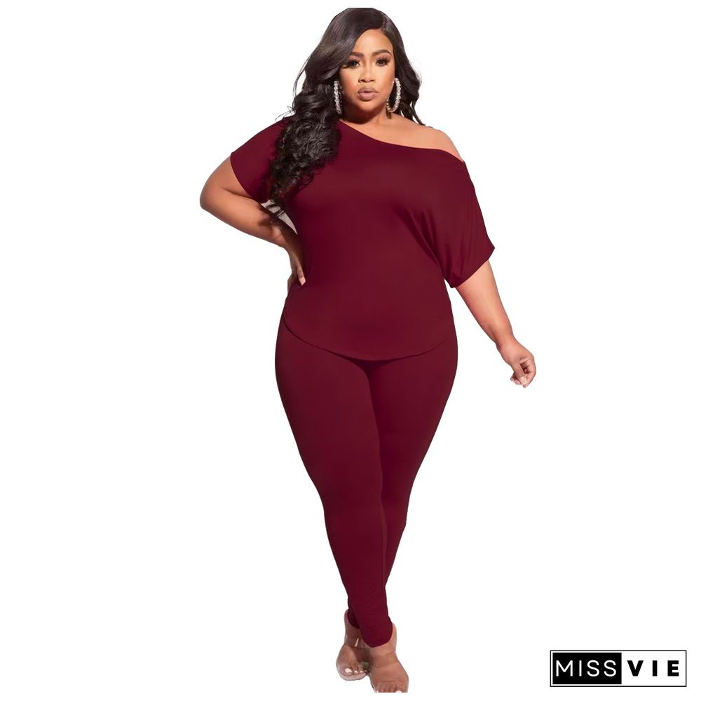 Plus Size Short Sleeve T Shirt Jogger Pants Tracksuits