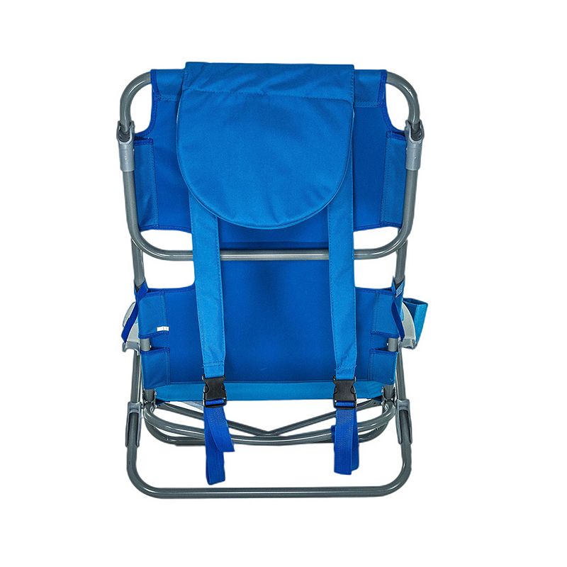 Ostrich On-Your-Back Outdoor Lounge 5 Position Reclining Beach Lake Chair， Blue