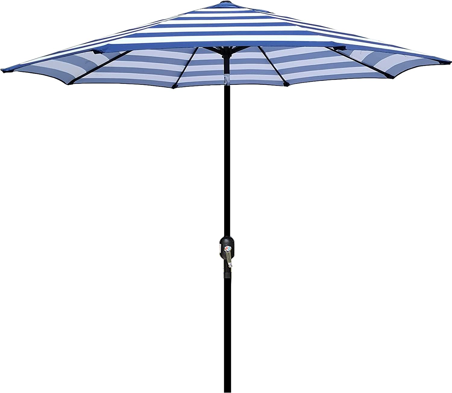 9' Outdoor Market Patio Umbrella with Push Button Tilt and Crank, 8 Ribs (Tan)