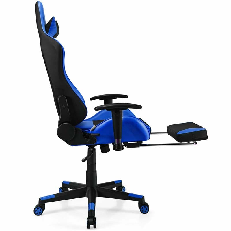 High Back E-Sport Massage Gaming Chair with Footrest & Headrest, Ergonomic PU Leather Gaming Seat, Video Game Chair Computer Chair