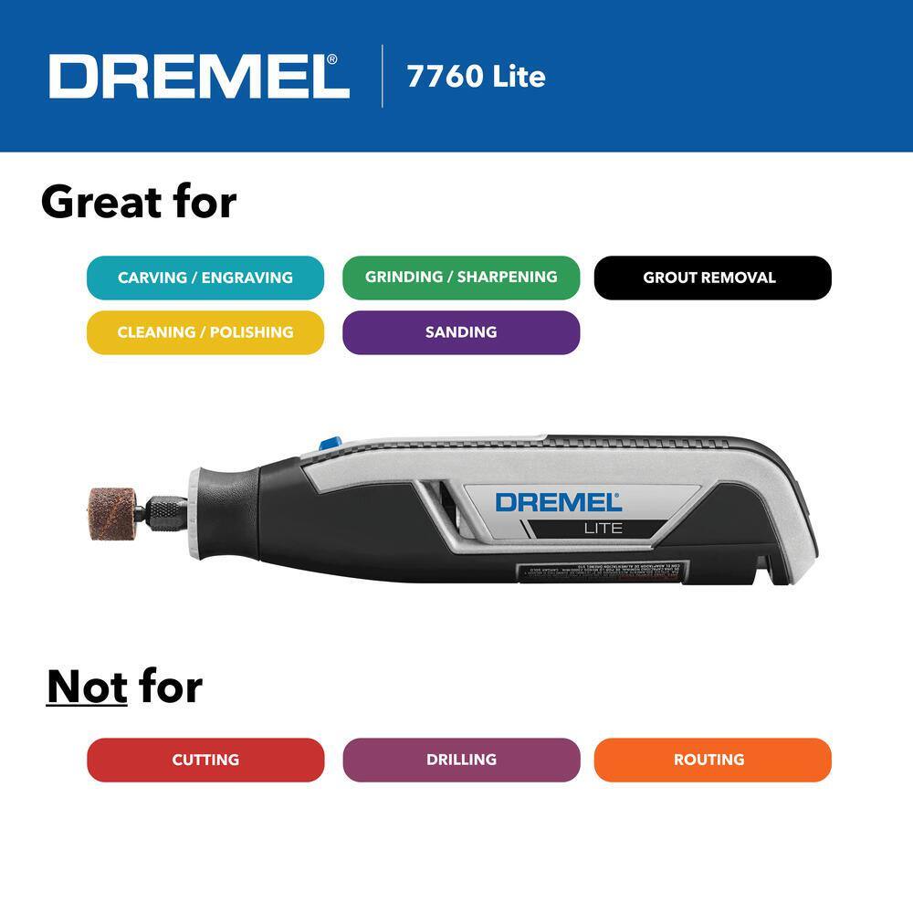 Dremel Lite 7760 4V Variable Speed Lithium Ion Cordless Rotary Tool Kit with 10 Accessories 7760-N10