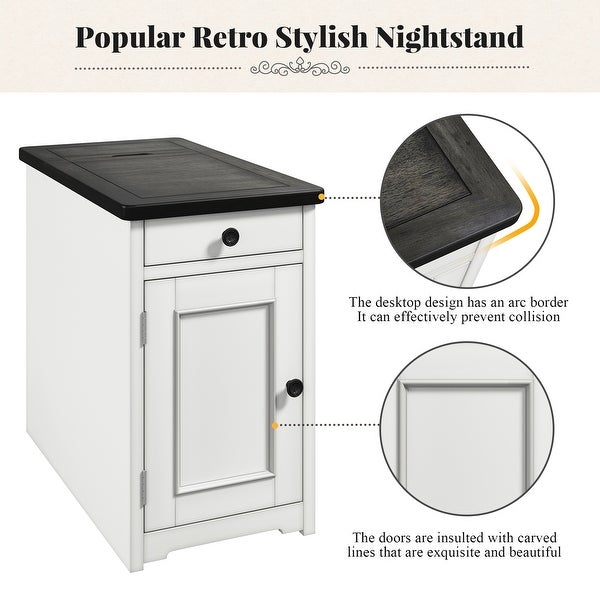 Livingroom End Table Sidetable Nightstand with USB Ports and Drawer