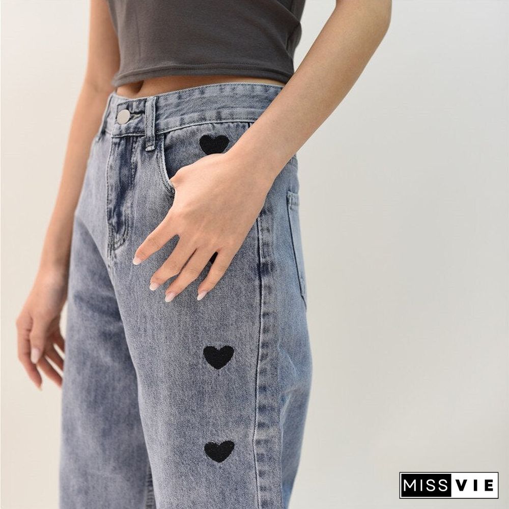 Woman Jeans High Waist Clothes Wide Leg Denim Clothing Blue Streetwear Vintage Quality Fashion Harajuku Straight Pants