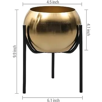 Gold Finished Round Metal Planter Design Handcrafted Floor Planter For Home Decoration Garden Supplies new arrival