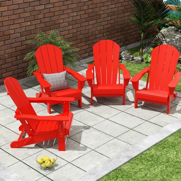 Polytrends Laguna Weather Resistant Outdoor Patio Folding Adirondack Chairs (Set of 4)