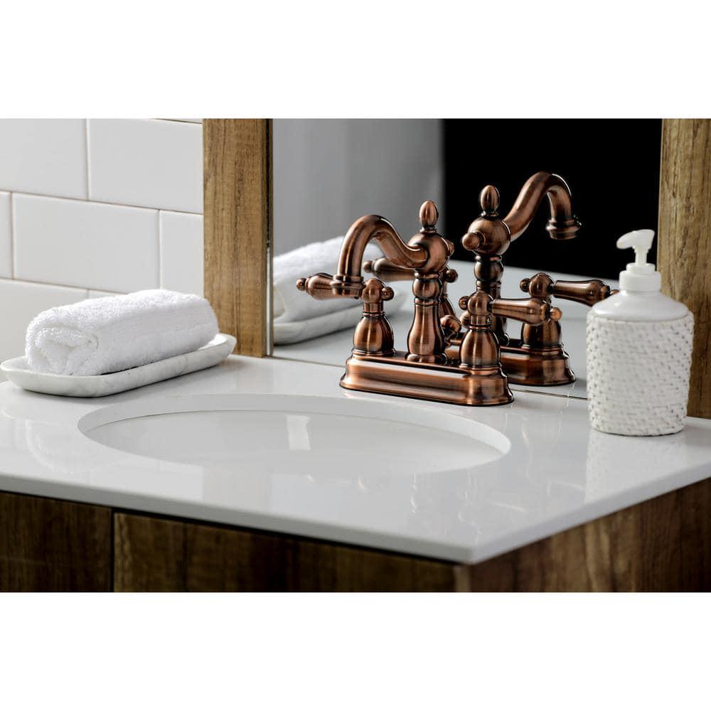 Kingston Brass Heritage 4 in Centerset 2Handle Bathroom Faucet in Antique Copper