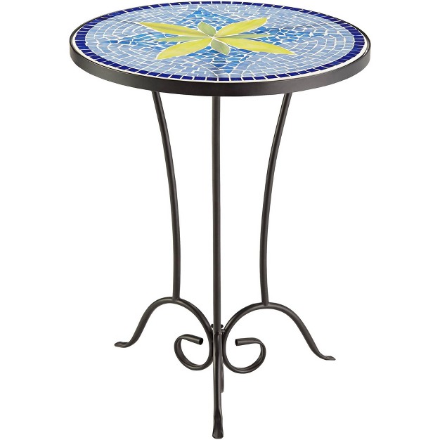 Wide Blue Yellow Mosaic Tabletop For Front Porch Patio Home House