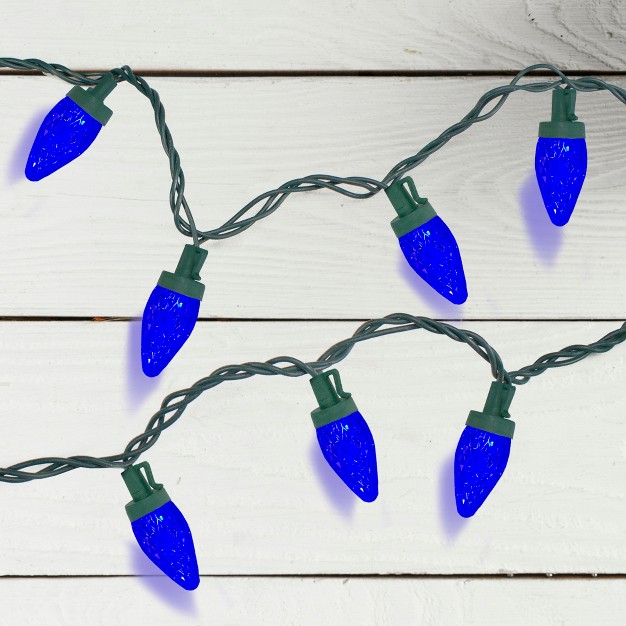 Northlight 50ct Faceted Blue Led C7 Christmas Lights 20 25ft Green Wire